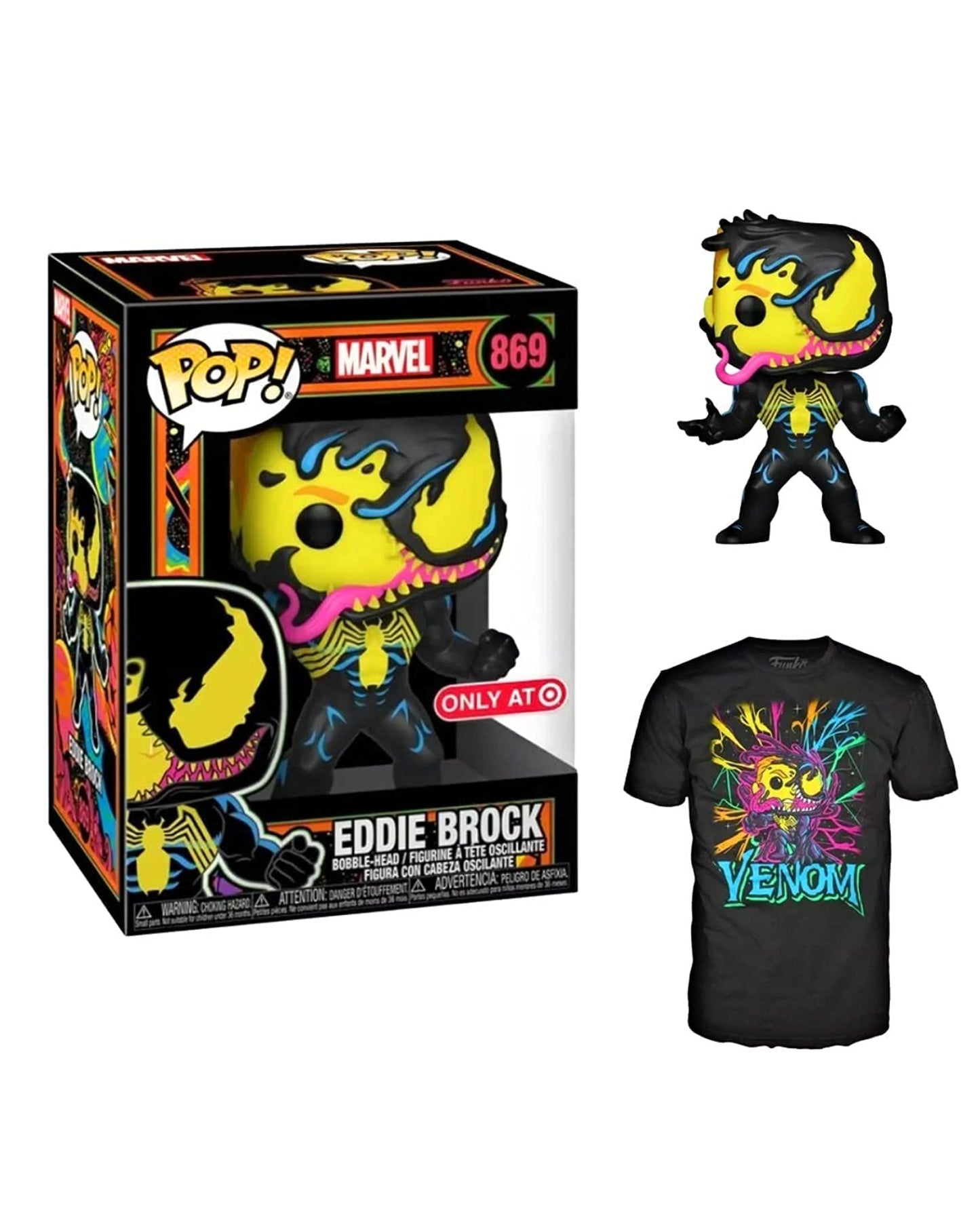 Funko Pop! Tees: Marvel - Black light Eddie Brock