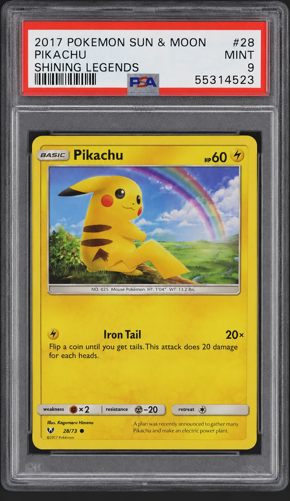 Pikachu Shining Legends 28/73 PSA9