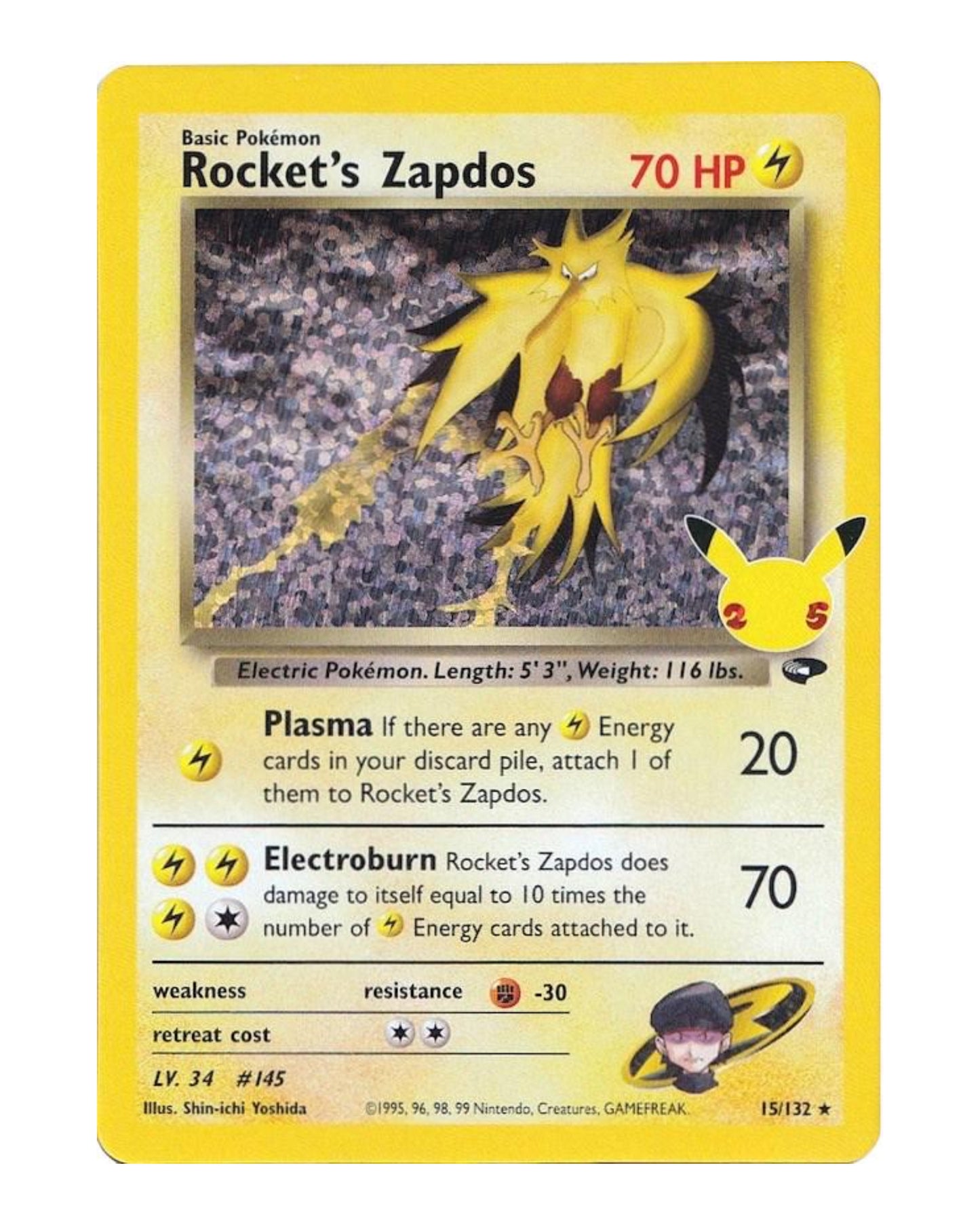 Team Rocket's Zapdos 15/132 Celebrations