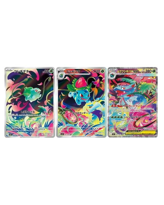 Bulbasaur 066/063, Ivysaur 065/063 en Mega Venusaur ex 087/063 Japanese inclusief acryl display