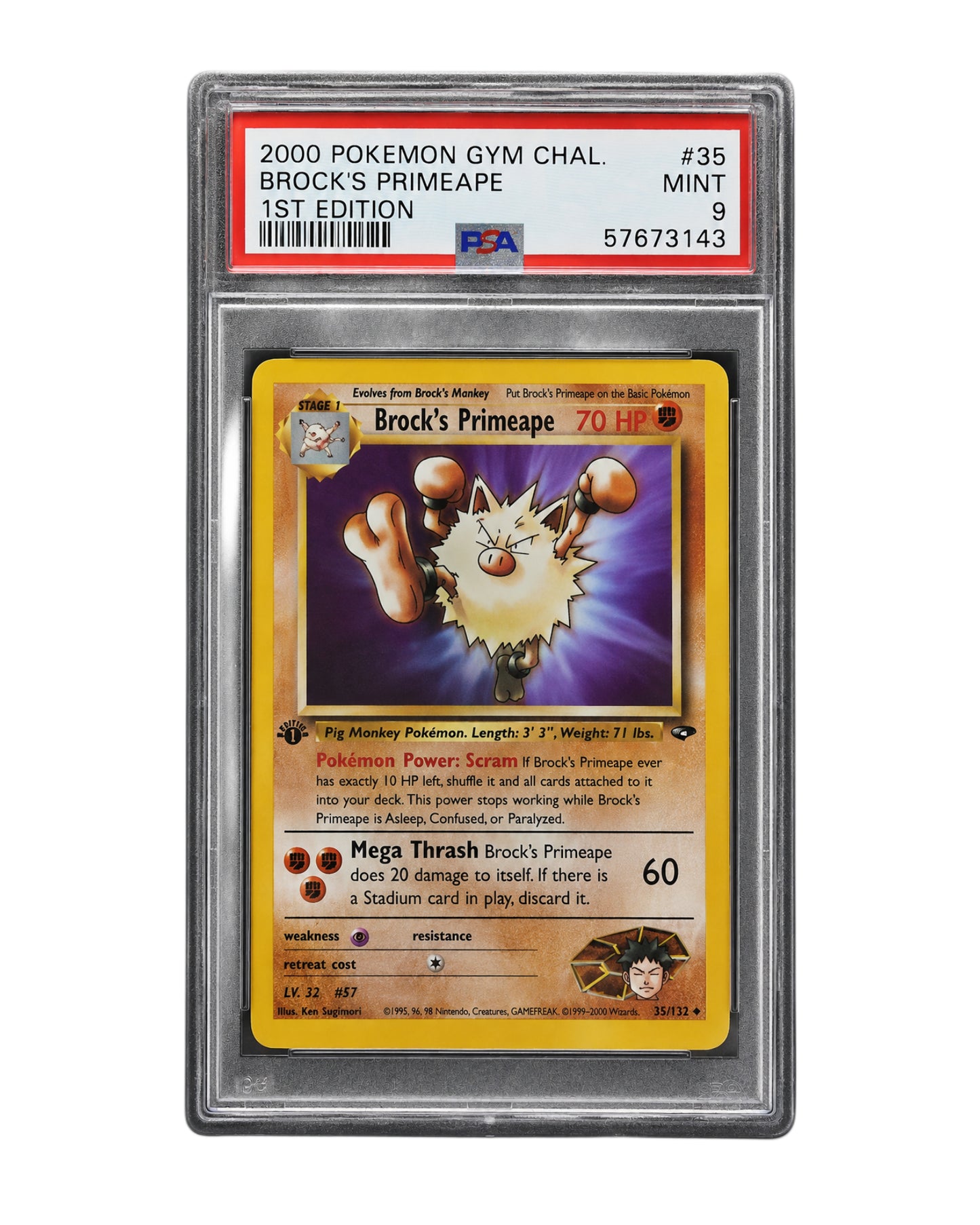 Brock's Primeape Gym Challenge First Edition 35/132 PSA9