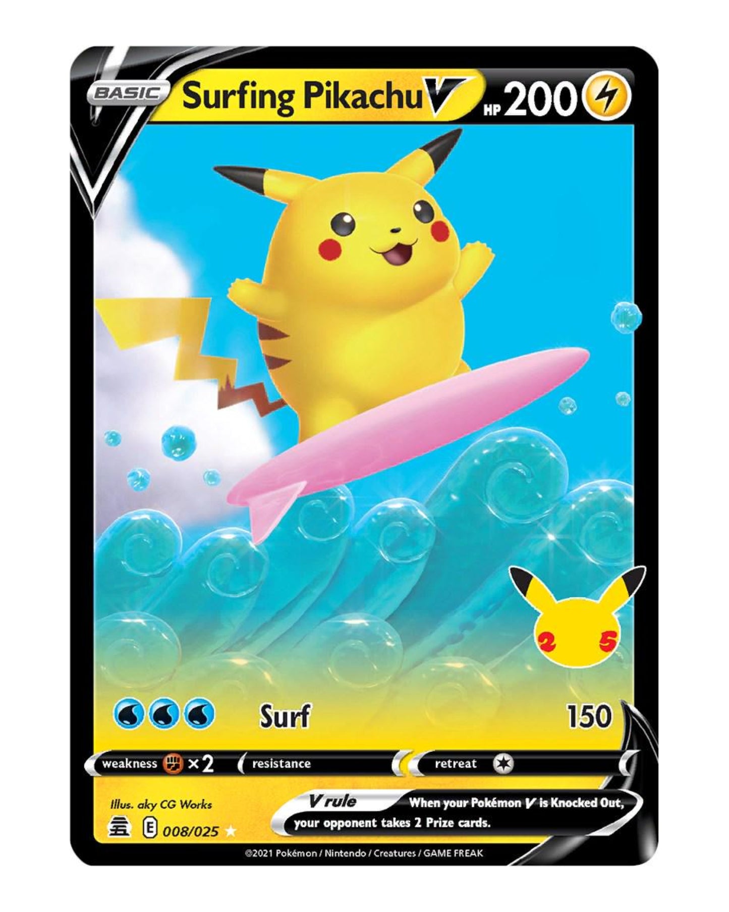 Surfing Pikachu V 8/25 Celebrations