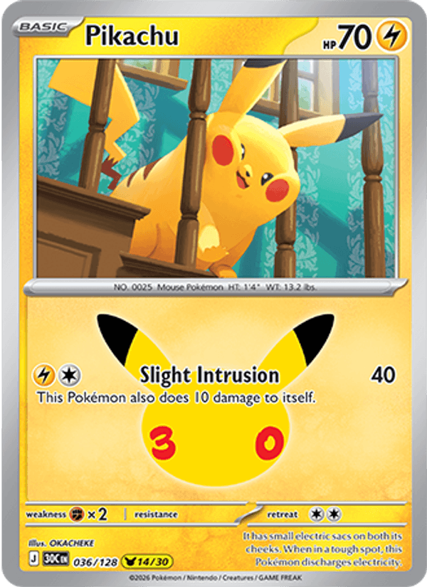 Pikachu 036/128 - 30th Celebration - foto 1