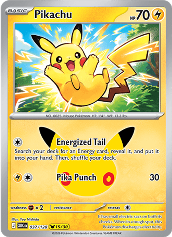 Pikachu 037/128 - 30th Celebration - foto 1
