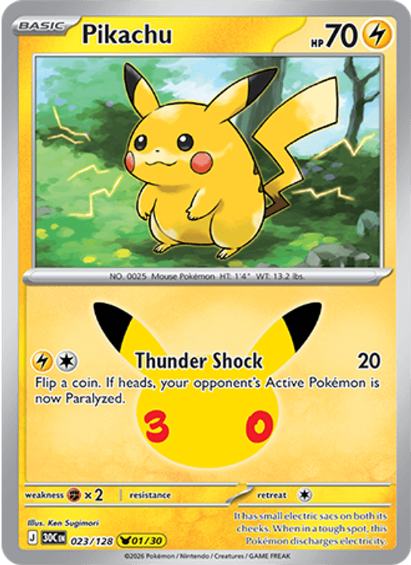 Pikachu 023/128 - 30th Celebration - foto 1