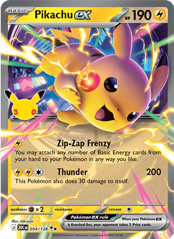 Pikachu ex 054/128 - 30th Celebration - foto 1