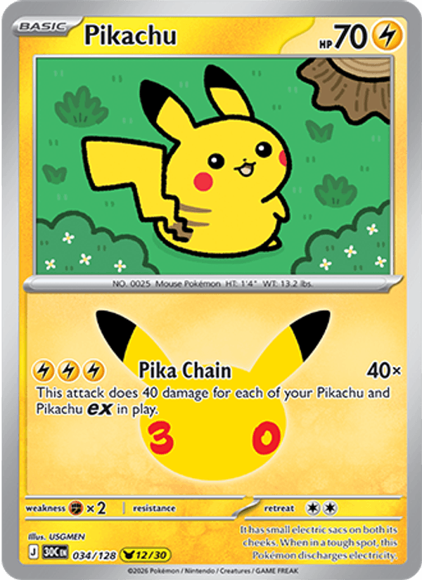 Pikachu 034/128 - 30th Celebration - foto 1
