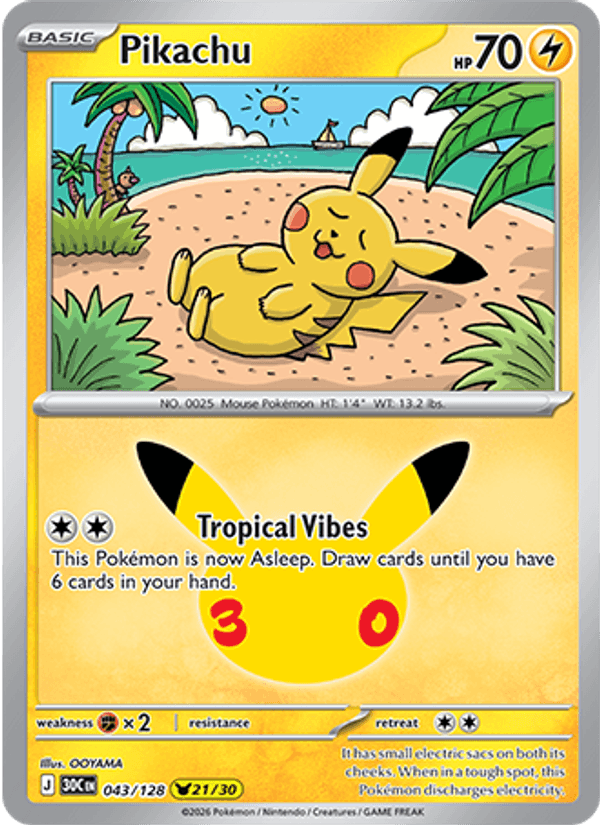 Pikachu 043/128 - 30th Celebration - foto 1