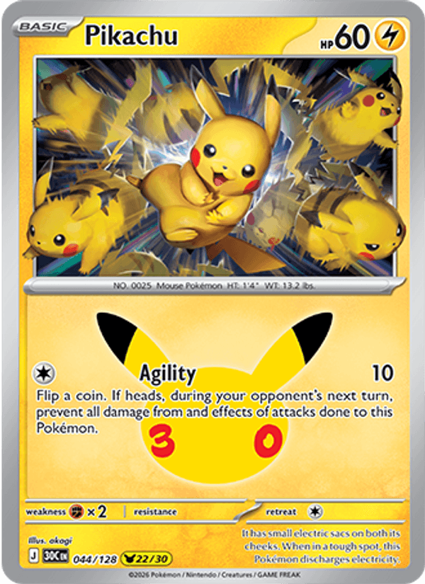 Pikachu 044/128 - 30th Celebration - foto 1