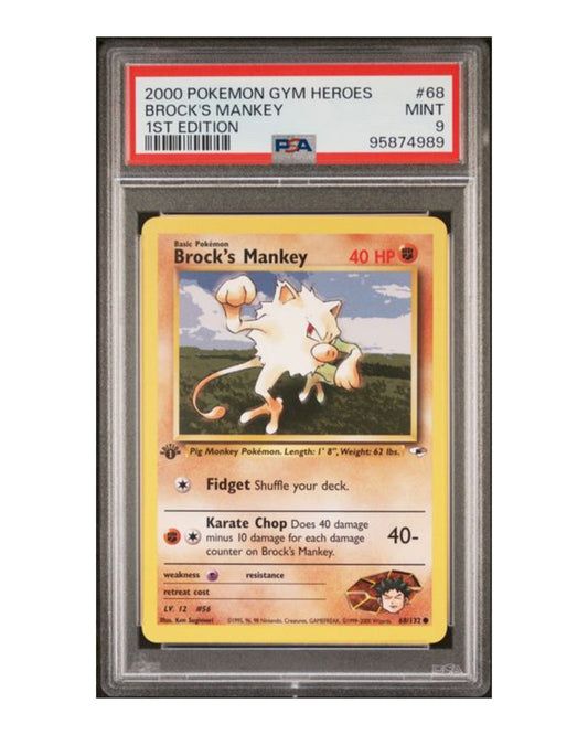 Brock's Mankey Gym Heroes First Edition 68/132 PSA9